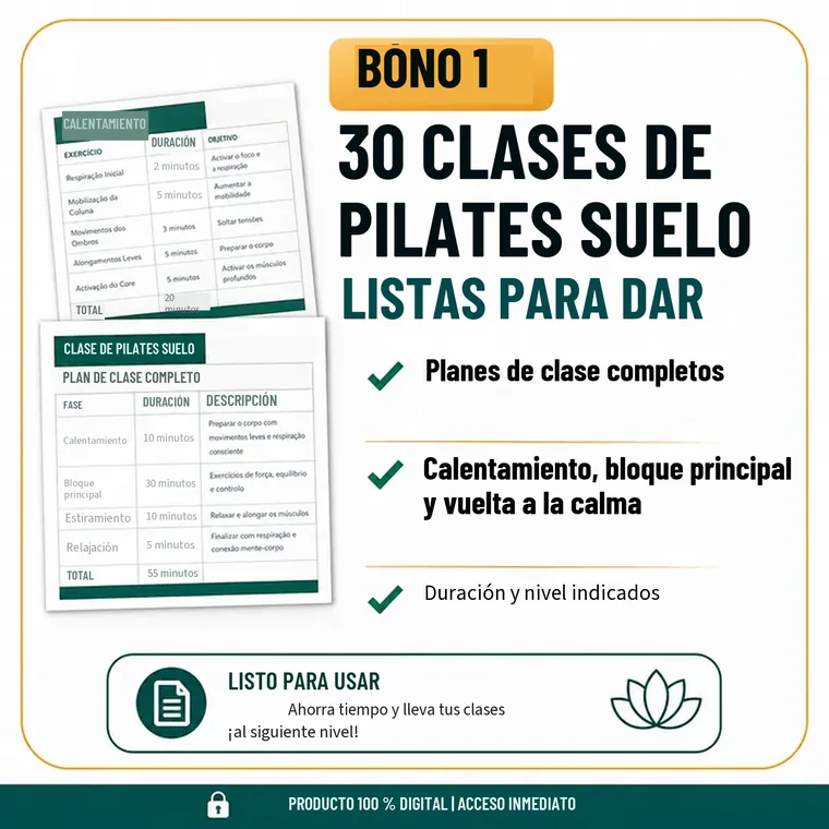 Bono 1 — 30 clases de Pilates suelo listas para dar