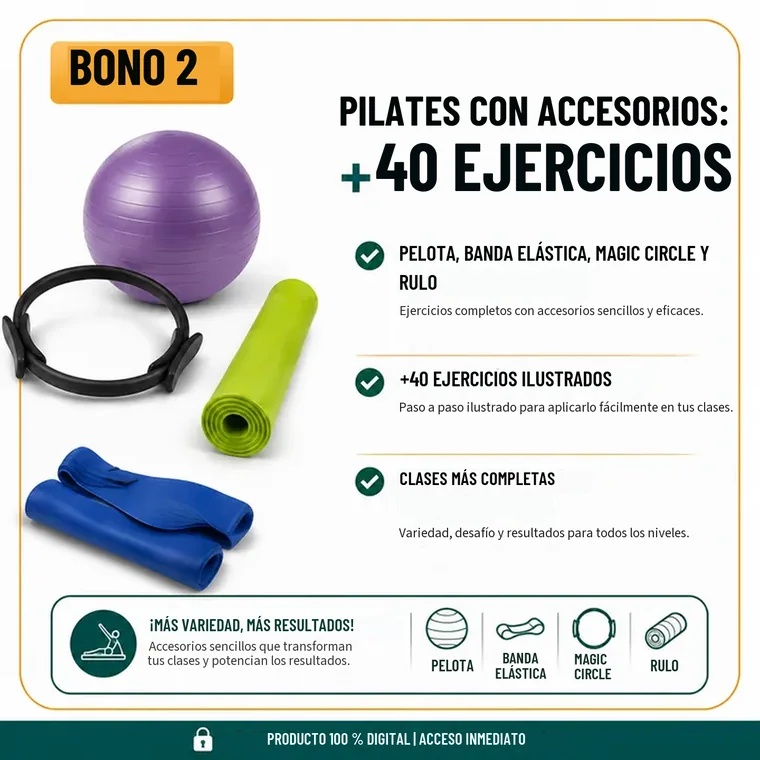 Bono 2 — Pilates con accesorios: +40 ejercicios